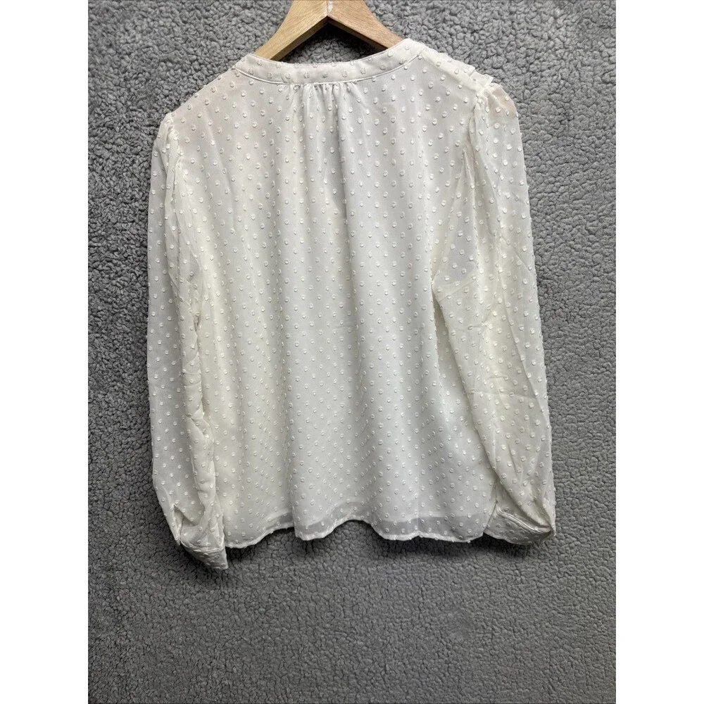 J Crew Long Sleeve Blouse Ivory With Ruffle Size PL